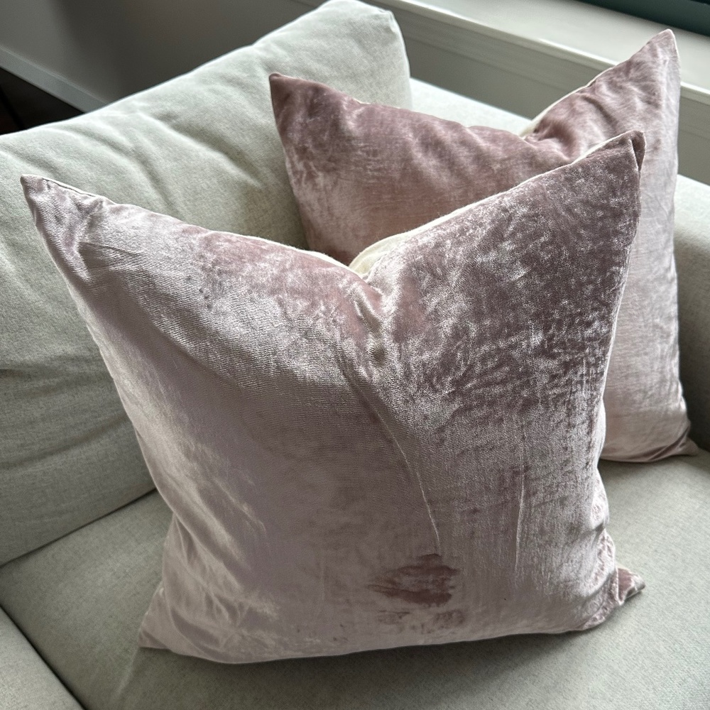 West Elm Lush Velvet Pillow Covers, Pink, Set of 2